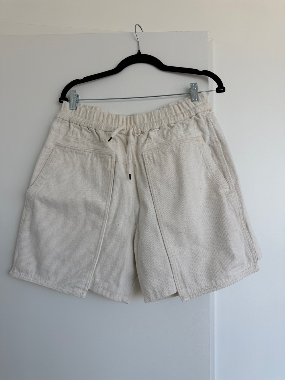Men's Neutral Cream Elastic-Waist Athletic Shorts